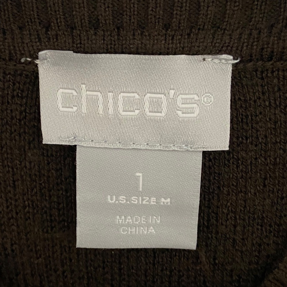 Chicos Brown Cashmere Blend Mock Neck Side Button Sweater Dress Size 1 Medium - Picture 5 of 10